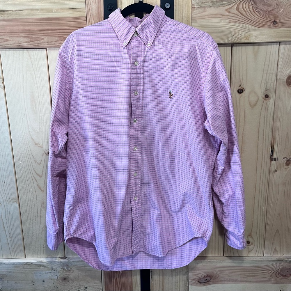 Ralph Lauren Polo Men’s Size 16 100% Cotton Pink Plaid Preppy Valentine’s Day
